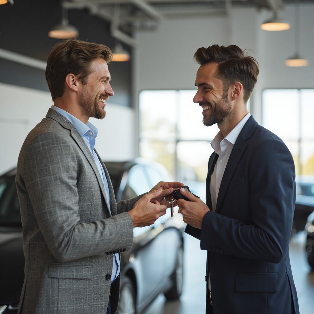Cliente recibiendo las llaves de su nuevo vehículo