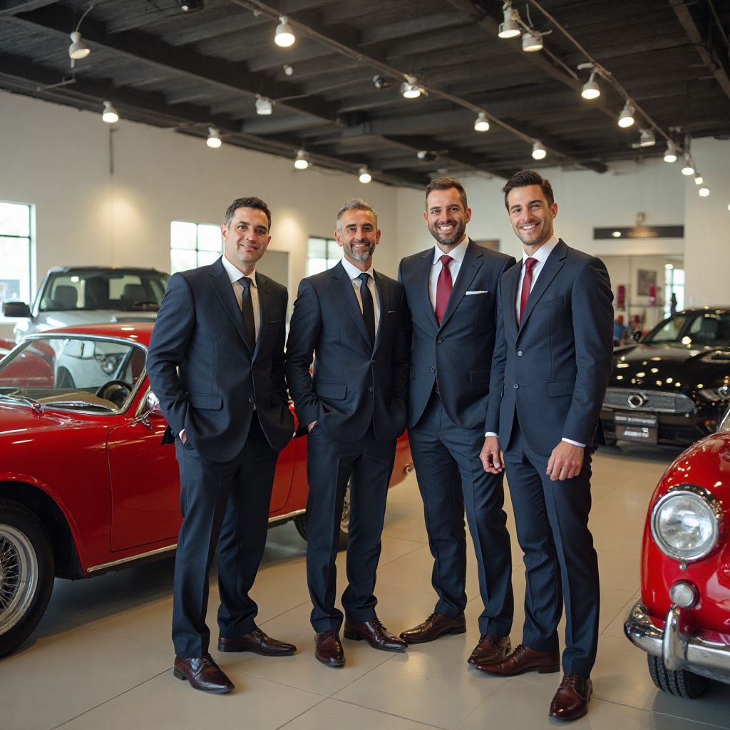 Equipo de AutoSelect en showroom de autos